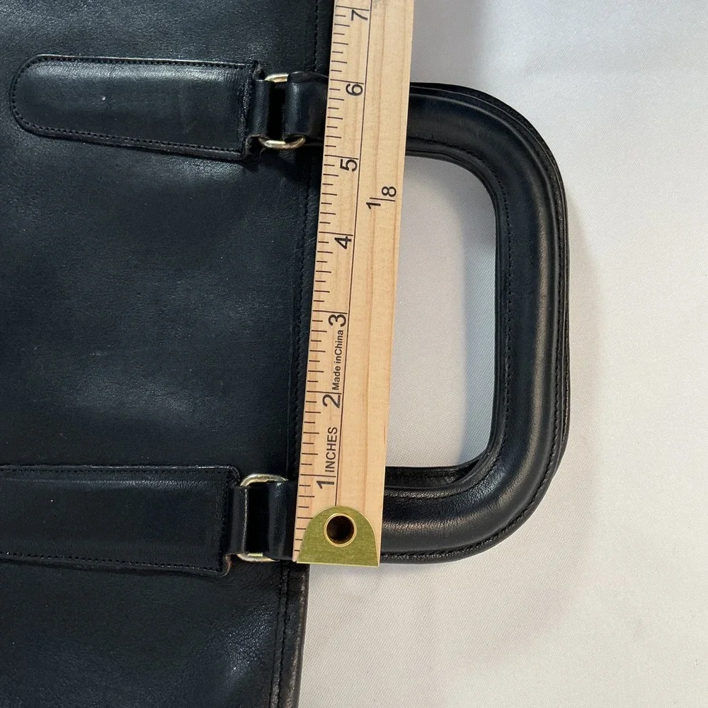 Vintage Coach Black Leather Briefcase Retractable Handle Document Bag 5265